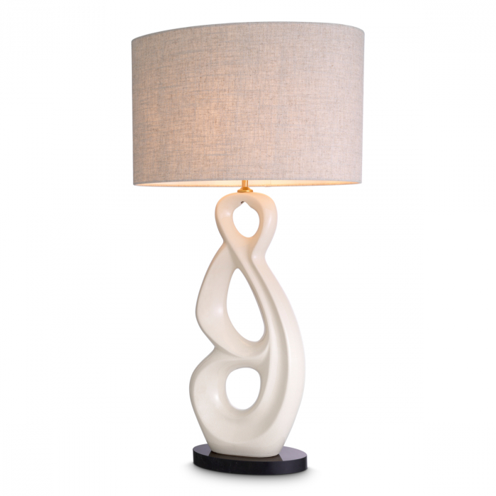   Lampa de masă Macias ceramică albă crăpată inclusiv abajur 118785 EICHHOLTZ [1]