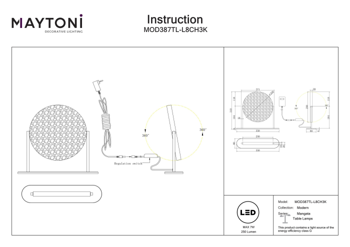 Lampă de masă Mangata, Metal Crom, 7W, MAYTONI MOD387TL-L8CH3K [7]