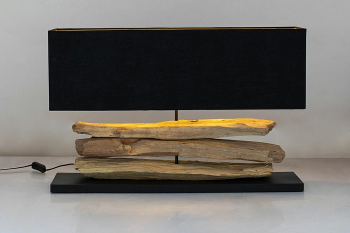 Lampă de Masă Nature 80x20x52 cm, Lemn Natural și Țesătură Negru - Kare Design [5]