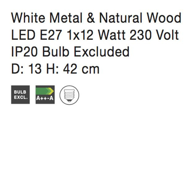 Lampa de masa neagra/alba Nivas, din metal si lemn, 42 cm, 8808402 - Novaluce [3]
