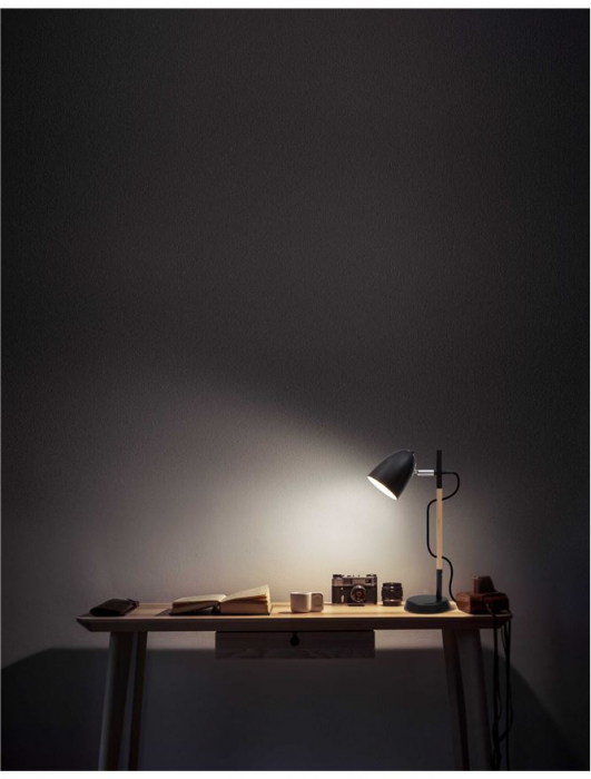 Lampa de masa neagra/alba Nivas, din metal si lemn, 42 cm, 8808402 - Novaluce [4]