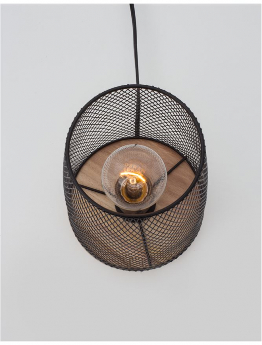 Lampa de masa neagra/alba Safa, baza lemn, abajur metal, Ø 15 cm, 9014066 - Novaluce [3]