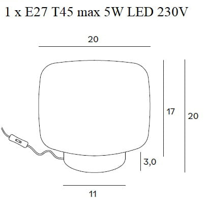 Lampa de masa sticla opal lucios Veera Ø 20 cm baza metal auriu, T0046 - Maxlight [2]