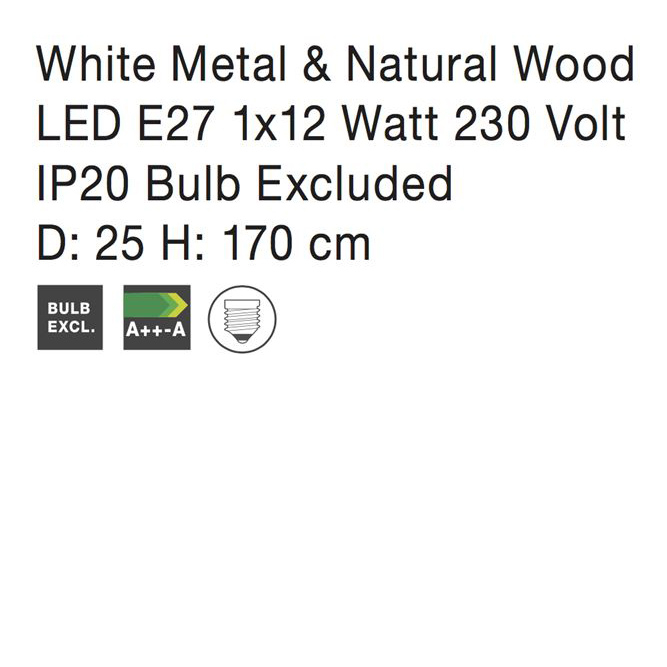 Lampa de podea ajustabila neagra/alba Zeno, din metal si lemn, 170 cm, 6713401 - Novaluce [6]