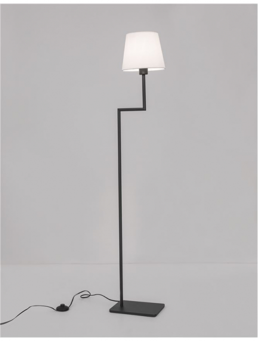Lampa de podea alb-negru Eduaro, baza metalica, abajur textil, 150 cm, 9919153 - Novaluce [4]