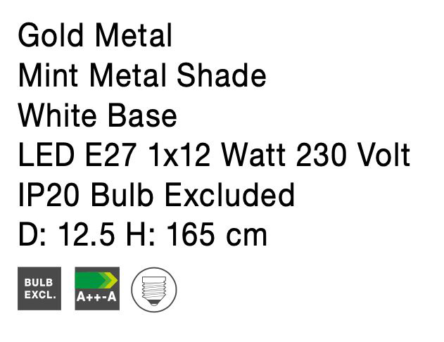 Lampa de podea alba/verde menta Mesha, din metal, 9426653 - Novaluce [14]