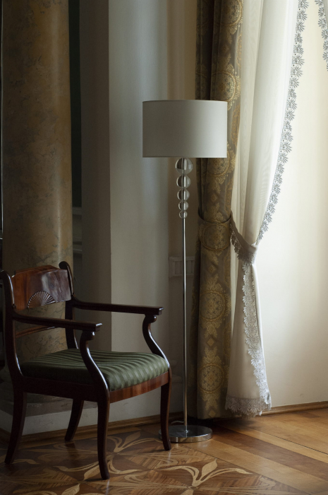 Lampa de podea alba moderna Rufi Ø 40 cm metal/acril/material textil, F0038 - Maxlight [3]