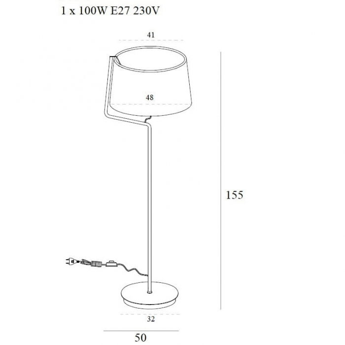 Lampa de podea crom/alb Irma 50x48x155 cm metal/material textil, F0037 - Maxlight [2]