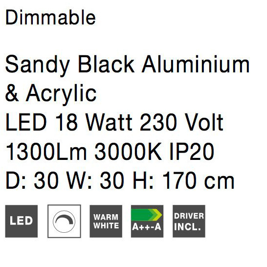 Lampa de podea dimabila alba/neagra Alema cu LED, din metal, inaltime reglabila, 9155182 - Novaluce [7]
