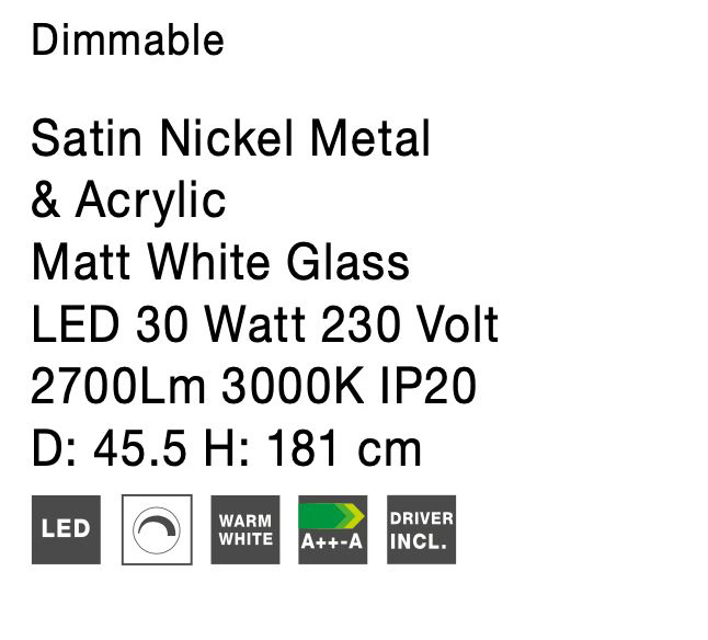 Lampa de podea dimabila aurie/argintie Palla cu LED, baza din metal, abajur din acril alb, 9020301 - Novaluce [7]