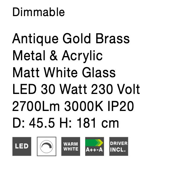 Lampa de podea dimabila aurie/argintie Palla cu LED, baza din metal, abajur din acril alb, 9020301 - Novaluce [13]