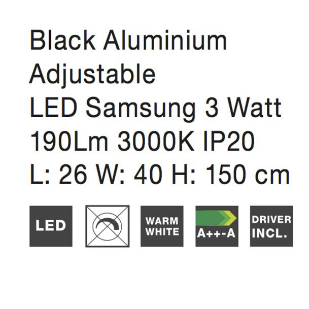 Lampa de podea LED premium neagra Rinos, din metal, 150 cm, 7140183 - Novaluce [4]