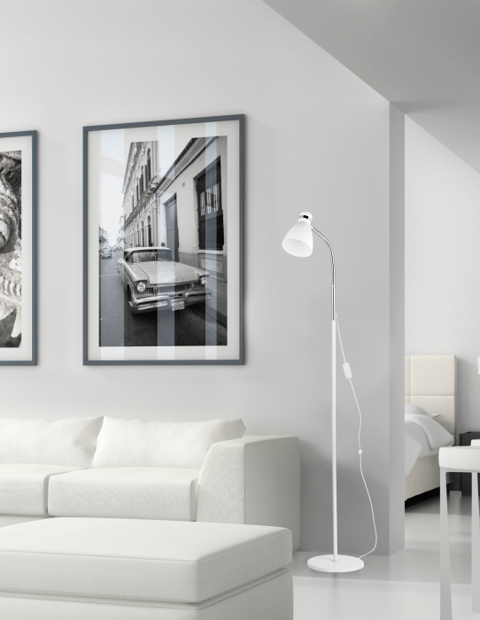 Lampa de podea neagra/alba Loran din metal, 7605170 - Novaluce [6]