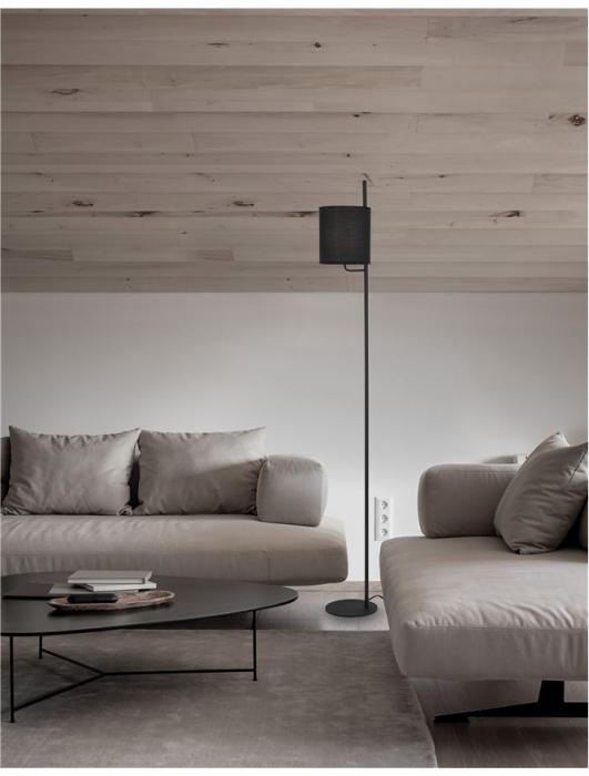 Lampa de podea neagra/alba Tuana, baza metalica, abajur textil, 176 cm, 9180522 - Novaluce [2]