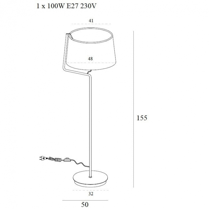 Lampa de podea neagra Irma 50x48x155 cm metal/material textil, F0036 - Maxlight [2]