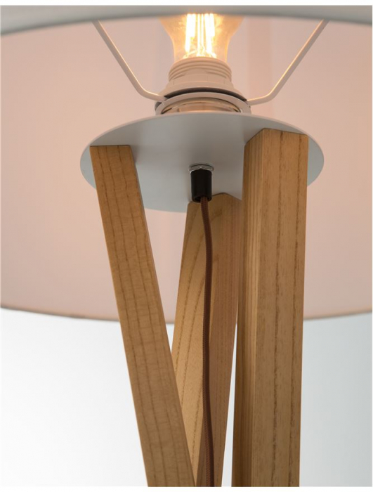 Lampa de podea premium alba Jolan, suport din lemn, abajur textil, 164 cm, 9145071 - Novaluce [8]