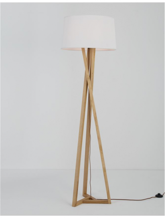 Lampa de podea premium alba Jolan, suport din lemn, abajur textil, 164 cm, 9145071 - Novaluce [4]