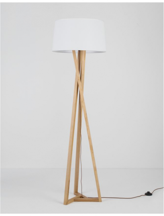 Lampa de podea premium alba Jolan, suport din lemn, abajur textil, 164 cm, 9145071 - Novaluce [2]