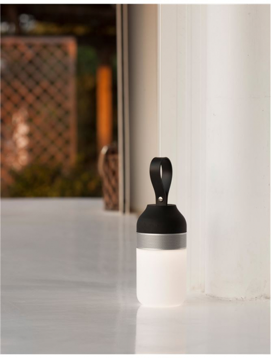 Lampa LED dimabila portabila cu boxa Bluetooth alb-negru/gri Tisha, ABS si metal acoperit cu cauciuc siliconic, 9180321 - Novaluce [2]
