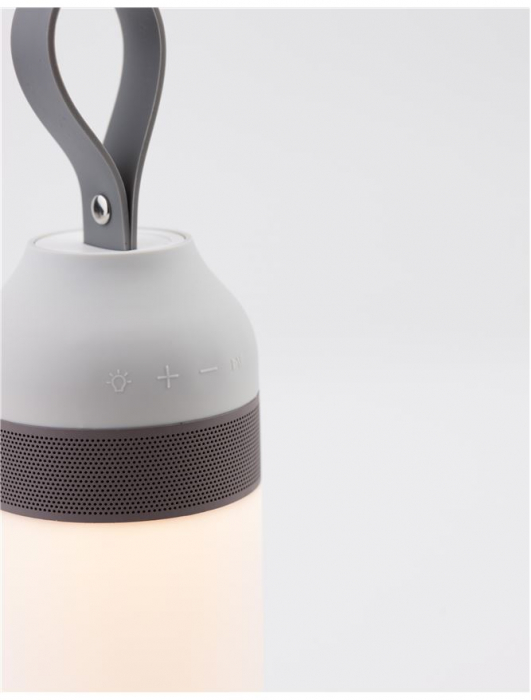 Lampa LED dimabila portabila cu boxa Bluetooth alb-negru/gri Tisha, ABS si metal acoperit cu cauciuc siliconic, 9180321 - Novaluce [19]
