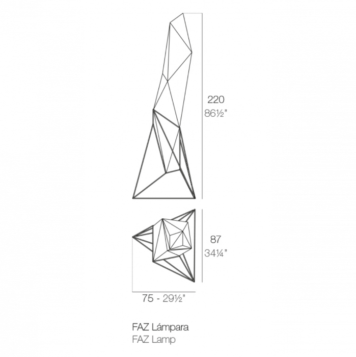 Lampa gradina LED FAZ 220 cm, forma cristal, baza metalica, 54018W - Vondom [6]