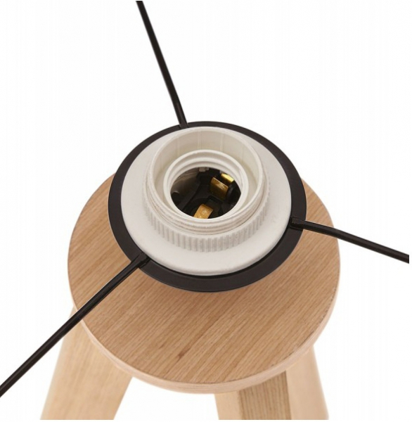 Lampa masa inalta gri Osku 64,5 cm stil scandinav, abajur material / picioare lemn masiv, TL00200GRNA - Kokoon [8]