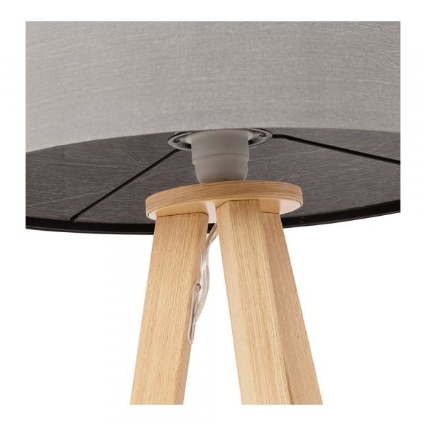 Lampa masa inalta gri Osku 64,5 cm stil scandinav, abajur material / picioare lemn masiv, TL00200GRNA - Kokoon [6]