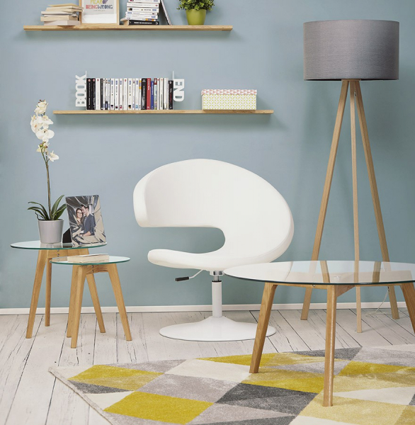 Lampa gri de podea TRIVET cu design modern 3 picioare / lemn / material, FL00350GRNA - Kokoon [17]