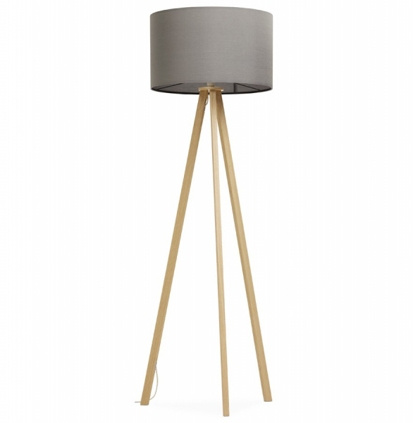 Lampa gri de podea TRIVET cu design modern 3 picioare / lemn / material, FL00350GRNA - Kokoon [3]