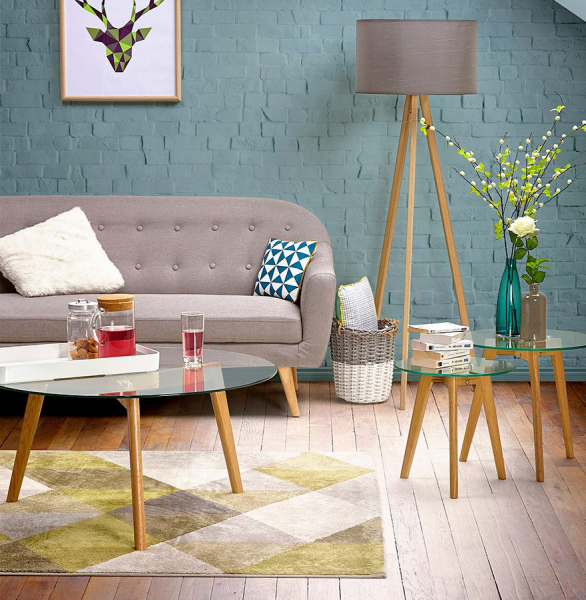 Lampa gri de podea TRIVET cu design modern 3 picioare / lemn / material, FL00350GRNA - Kokoon [18]