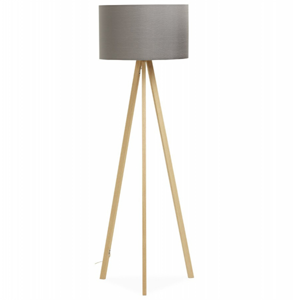 Lampa gri de podea TRIVET cu design modern 3 picioare / lemn / material, FL00350GRNA - Kokoon [2]