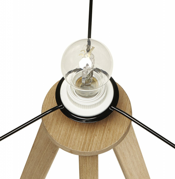 Lampa gri de podea TRIVET cu design modern 3 picioare / lemn / material, FL00350GRNA - Kokoon [10]