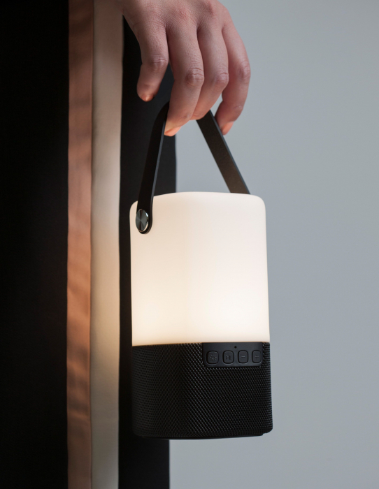 Lampa LED dimabila portabila cu boxa Bluetooth alb-negru/gri Tamid, ABS si metal, 9180371 - Novaluce [7]