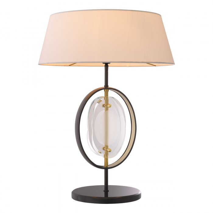 Lampa masa lux Vincente Ø50x64 cm baza marmura neagra, abajur textil alb | Eichholtz - 116100 [3]