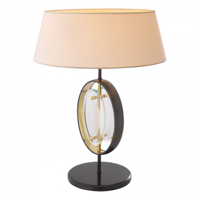 Lampa masa lux Vincente Ø50x64 cm baza marmura neagra, abajur textil alb | Eichholtz - 116100 [2]