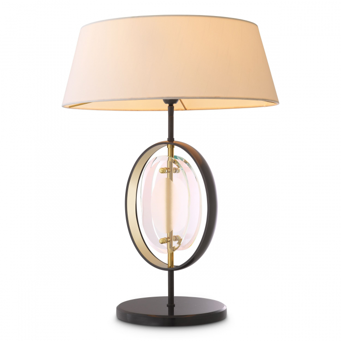 Lampa masa lux Vincente Ø50x64 cm baza marmura neagra, abajur textil alb | Eichholtz - 116100 [1]