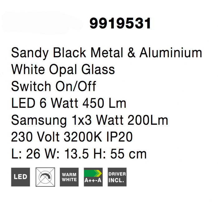 Lampa masa neagra cu glob alb Esila 55 cm ajustabila cu intrerupator, iluminare LED, sticla/metal, 9919531 - Novaluce [6]