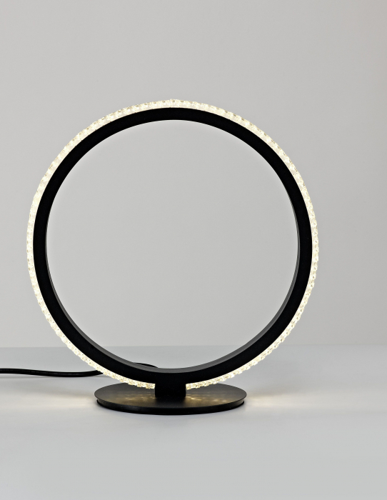Lampa masa rotunda neagra cu cristale acril Michai Ø29 cm LED, design lux, 9481095 - Novaluce [4]