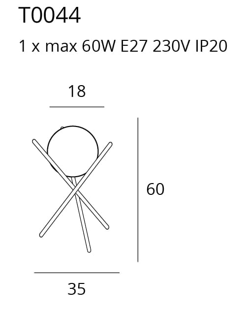 Lampa masa/veioza moderna aurie Sticks 35x60 cm glob alb sticla, T0044 - Maxlight [2]