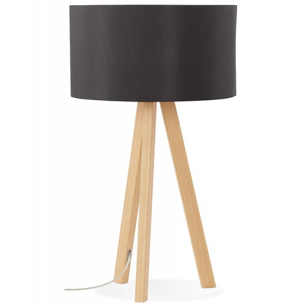 Lampa masa inalta neagra Osku 64,5 cm stil scandinav, abajur material /picioare lemn, TL00190BLNA - Kokoon [2]