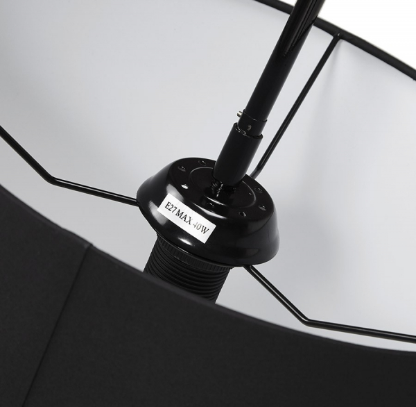 Lampa neagra de podea KAISER cu design modern abajur din material textil / otel, FL00280BL - Kokoon [8]