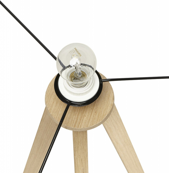 Lampa neagra de podea TRIVET cu design modern 3 picioare / lemn / material, FL00320BLNA - Kokoon [10]