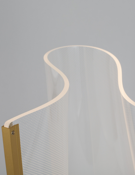 Lampa podea eleganta Wavy 105 cm aurie cu abajur transparent ondulat din acril, LED 31W, 9054402 - Novaluce [3]