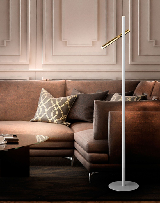 Lampa podea neagra/alba cu auriu Zorka 167 cm stil minimalist, 373685 - Schuller [6]