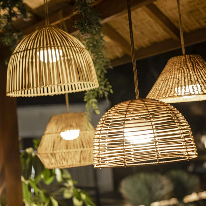 Lampă Suspendată Reona 30 Hang 43,5x43,5x30,5 cm, Fibre Naturale, Protecție IP54 - New Garden [3]