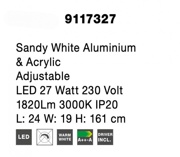 Lampadar alb stil minimalist iluminare LED Eliab 160 cm, abajur rotativ, 9117327 - Novaluce [7]