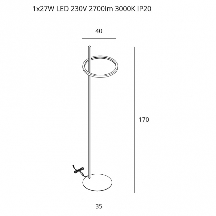 Lampadar auriu cu iluminare LED Shiko Ø 40x170 cm otel inoxidabil, F0050 - Maxlight [2]