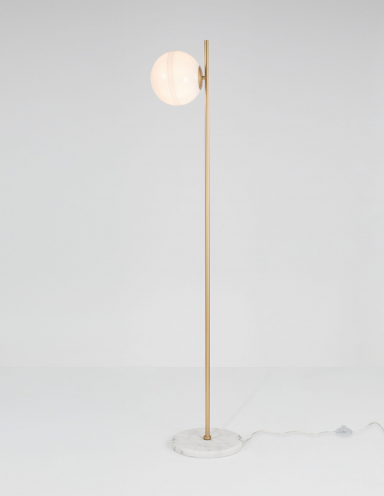 Lampadar auriu Ganiza 155 cm baza marmura alba, abajur forma glob ab sticla opal, 9960619 - Novaluce [3]