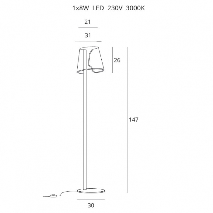 Lampadar auriu iluminare LED Pusha 30x31 cm metal/acril, F0048 - Maxlight [2]