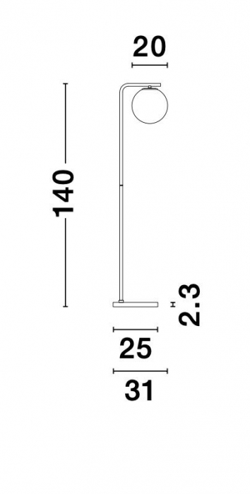 Lampadar auriu Luna 140 cm glob alb sticla, baza marmura neagra, 9136702 - Novaluce [7]